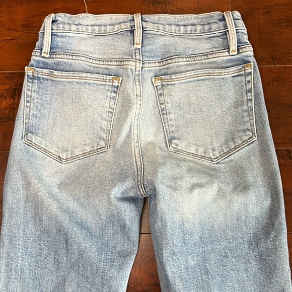FRAME Denim Le Nouveaux Straight Jeans Mirada Rips Wash Mid Rise Size 24 - Picture 5 of 12